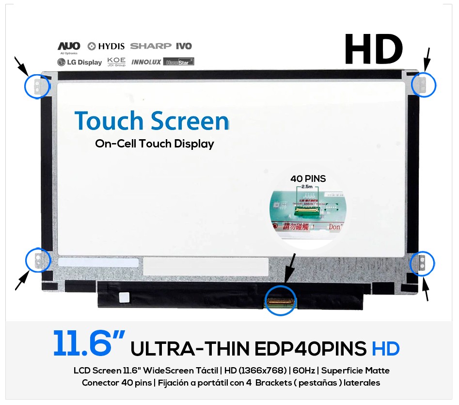 PANTALLA 11.6" LENOVO IDEAPAD 1-11ADA05 CHROMEBOOK 100E SERIES | 5D10M57333