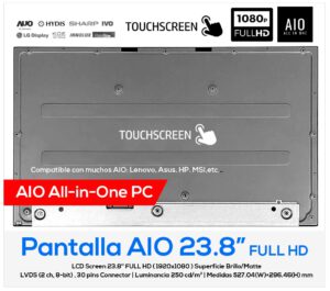 PANTALLA 23.8" FULL HD TACTIL AIO LG LM238WF5-SSA1 LM238WF5(SS)(A1) | 01AG986 L12029-272 SD10T33489 SBB0P93372