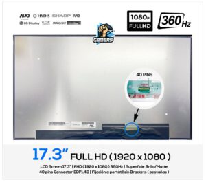 PANTALLA 17.3" LED FULL HD 40 PINS 360HZ SIN BRACKETS