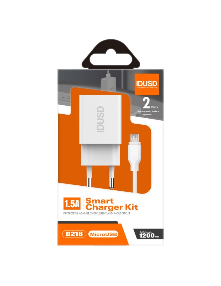 CARGADOR SMART CHARGER 5V 1.5A 7.5W + CABLE MICRO USB