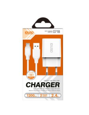 CARGADOR SMART CHARGER 5V 2.4A + CABLE MICRO USB