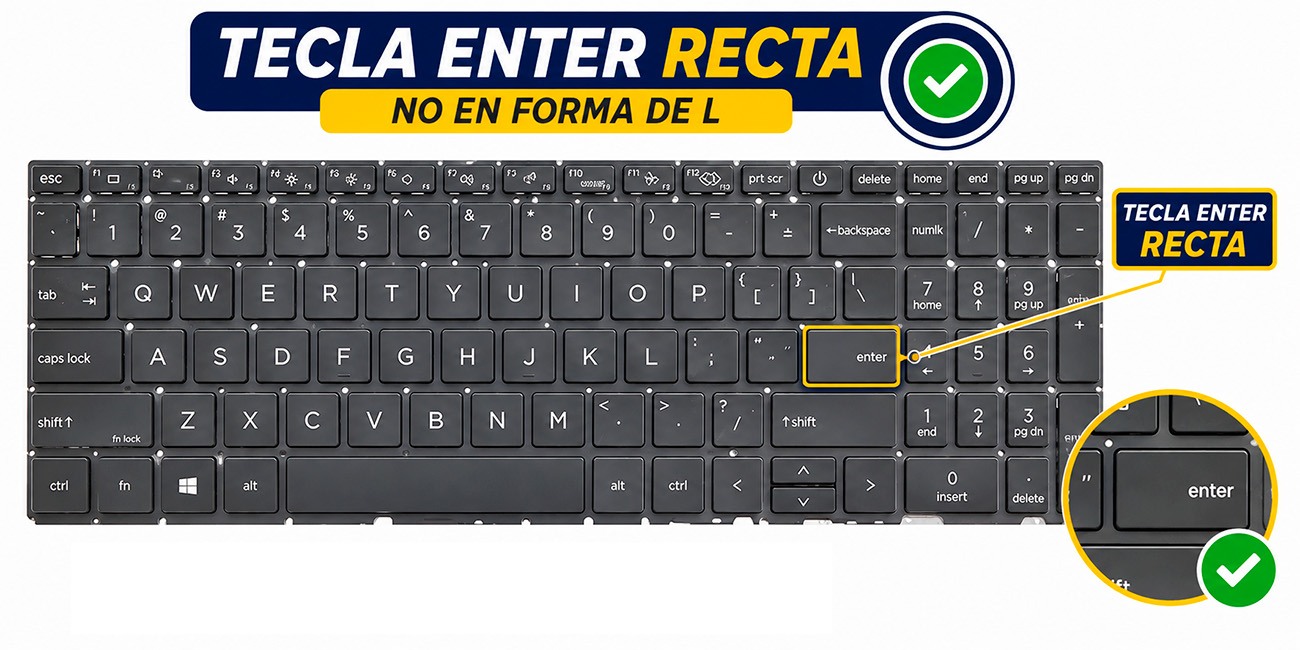 TECLADO US PORTATIL HP PROBOOK 450 G8 455 G8 455R G8 650 G8 655 G8 SERIES CON RETROILUMINACIÓN · ¡¡ TECLA ENTER RECTA !!