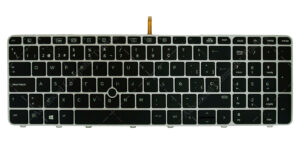 TECLADO ESPAÑOL HP ELITEBOOK 755 G3 850 G3 850 G4 ZBOOK 15U G3 15U G4 SERIES RETROILUMINADO CON POINTSTICK TECLAS NEGRAS Y FRAME GRIS PLATA | 836623-081