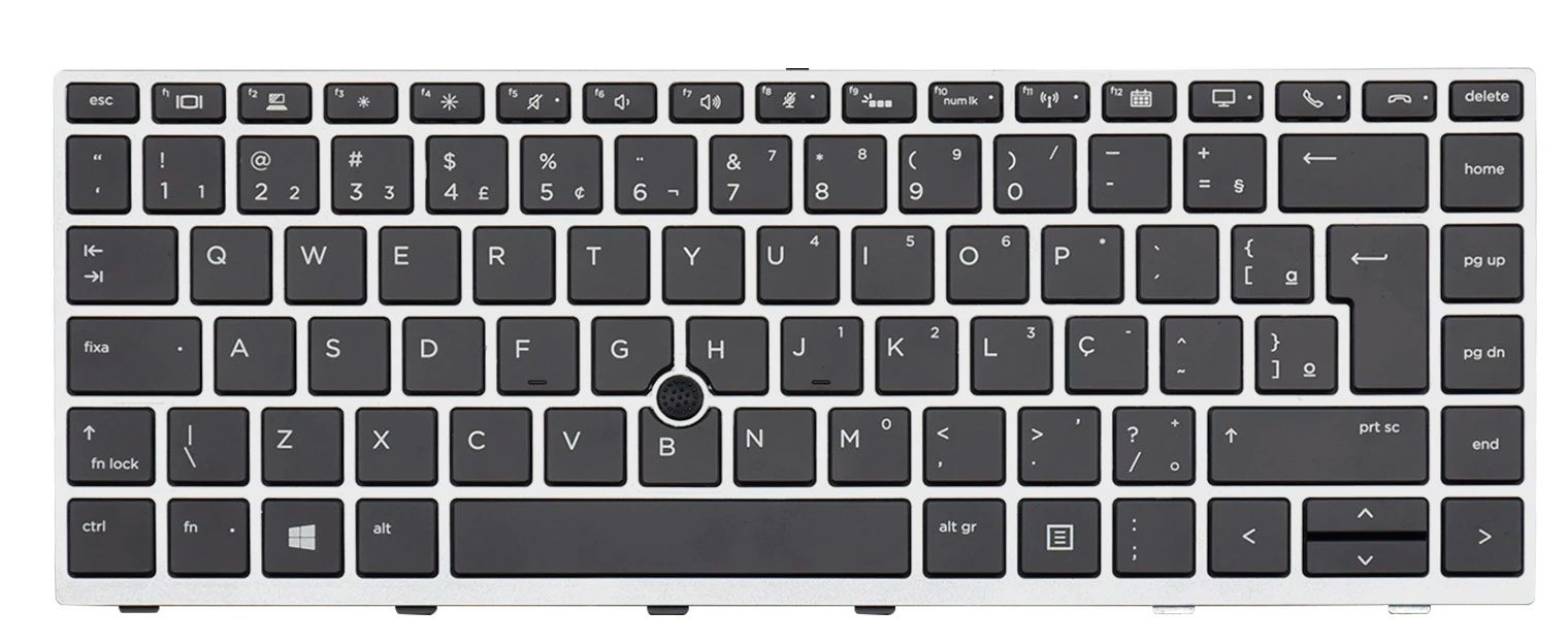 TECLADO PORTUGUÉS PORTÁTIL HP ELITEBOOK 840 G5 840 G6 SERIES CON MARCO GRIS NO RETROILUMINADO Y CON POINTSTICK · L14379-071 L15542-071