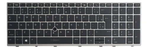 TECLADO PORTUGUÉS PORTÁTIL HP ELITEBOOK 850 G5 850 G6 755 G5 ZBOOK 15U G5 SERIES CON MARCO COLOR PLATA/SILVER CON RETROILUMINACION Y CON POINTSTICK · L14366-131 L17971-131