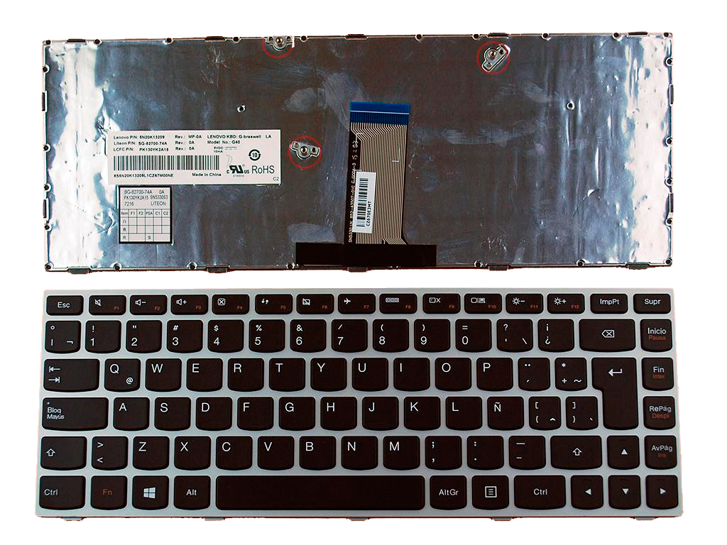 TECLADO LENOVO | IDEAPAD G40 | G40-30 | NEGRO | CON MARCO NEGRO