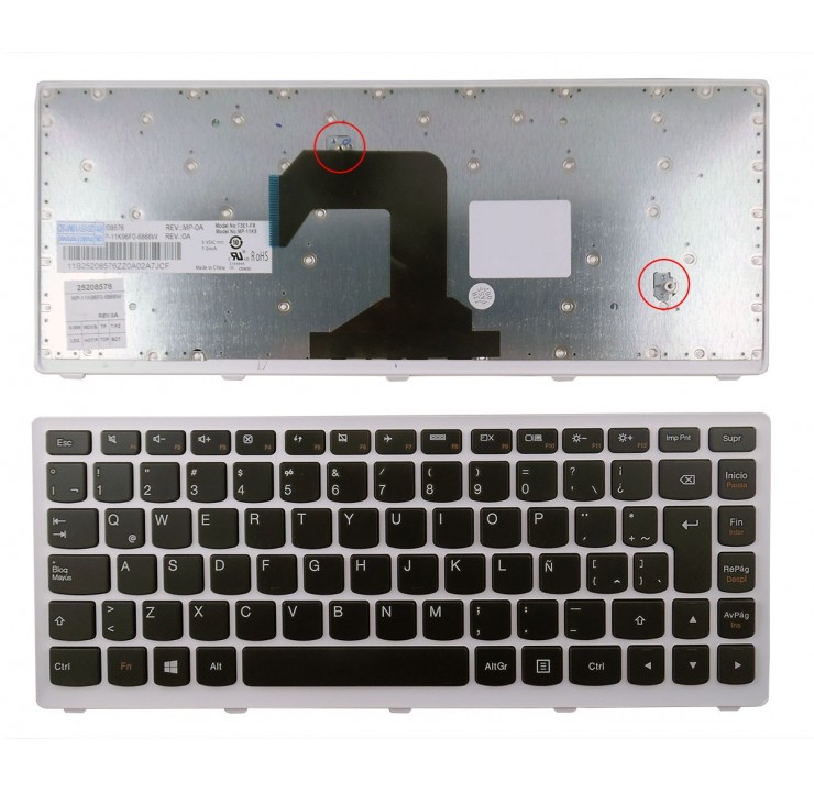 TECLADO LENOVO IDEAPAD S400 SERIES | NEGRO CON MARCO BLANCO