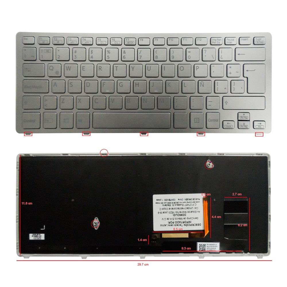 Teclado Italiano SONY | VAIO SVF14N | PLATA | CON MARCO | RETROILUMINADO