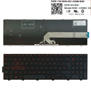 TECLADO ESPAÑOL DELL INSPIRON 15-5000 17-5000 GAMING SERIES | NEGRO CON MARCO LETRAS ROJAS | 0KF83C