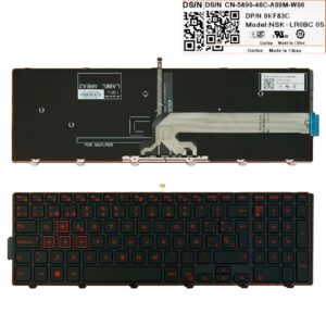 TECLADO ESPAÑOL DELL INSPIRON 15-5000 17-5000 GAMING SERIES | NEGRO CON MARCO LETRAS ROJAS RETROILUMINADO | 0KF83C