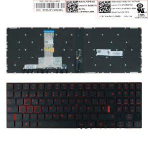 TECLADO ESPAÑOL LENOVO LEGION Y520 Y520-15IKB Y720-15IKB R720 R720-15IKB SERIES | NEGRO SIN MARCO RETROILUMINADO ROJO
