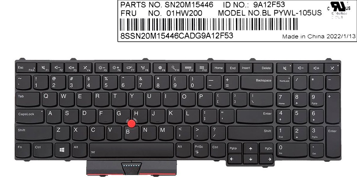 TECLADO US LENOVO THINKPAD P50 P51 P70 P71 SERIES | BLPYWL-105US SN20M15446 01HW200 9A12EPF