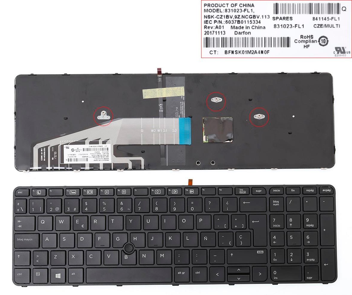 TECLADO ESPAÑOL HP PROBOOK 650 G2 650 G3 655 G2 655 G3 SERIES | CON MARCO POINT STICK Y RETROILUMINACION
