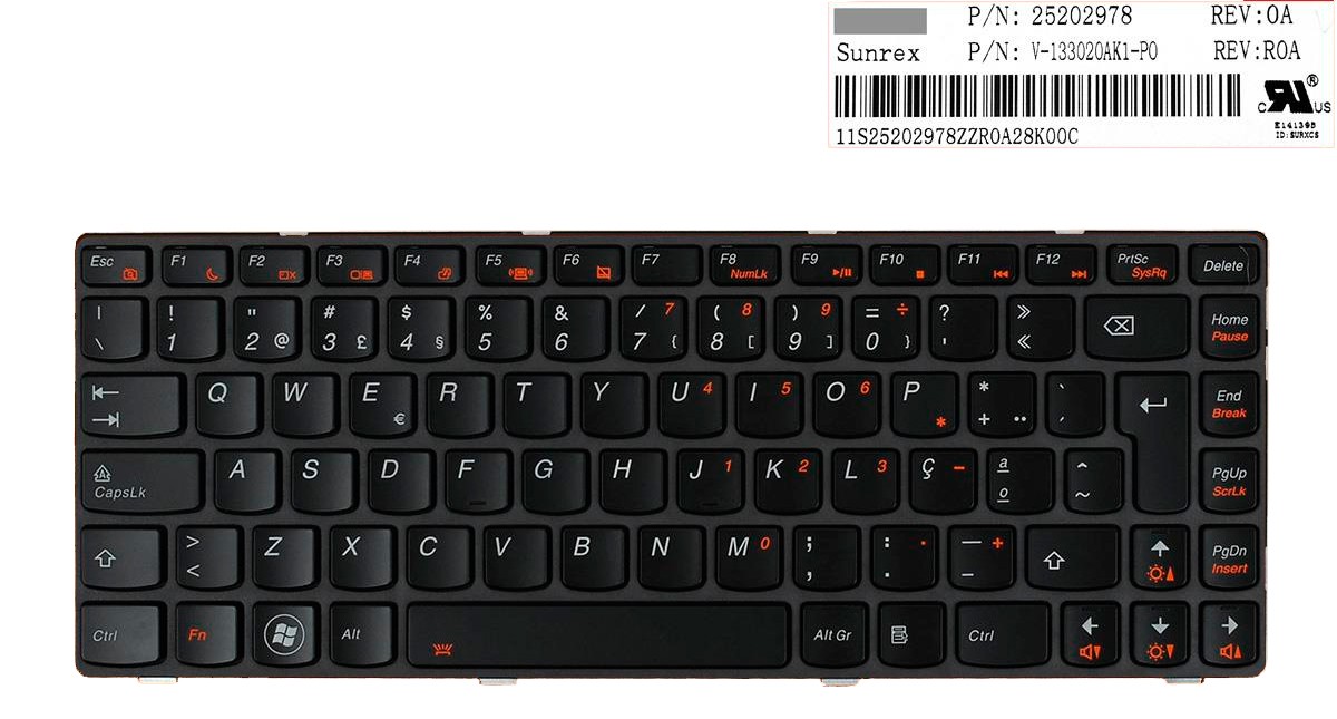 TECLADO PORTUGUÉS LENOVO IDEAPAD Y480 SERIES | RETROILUMINADO