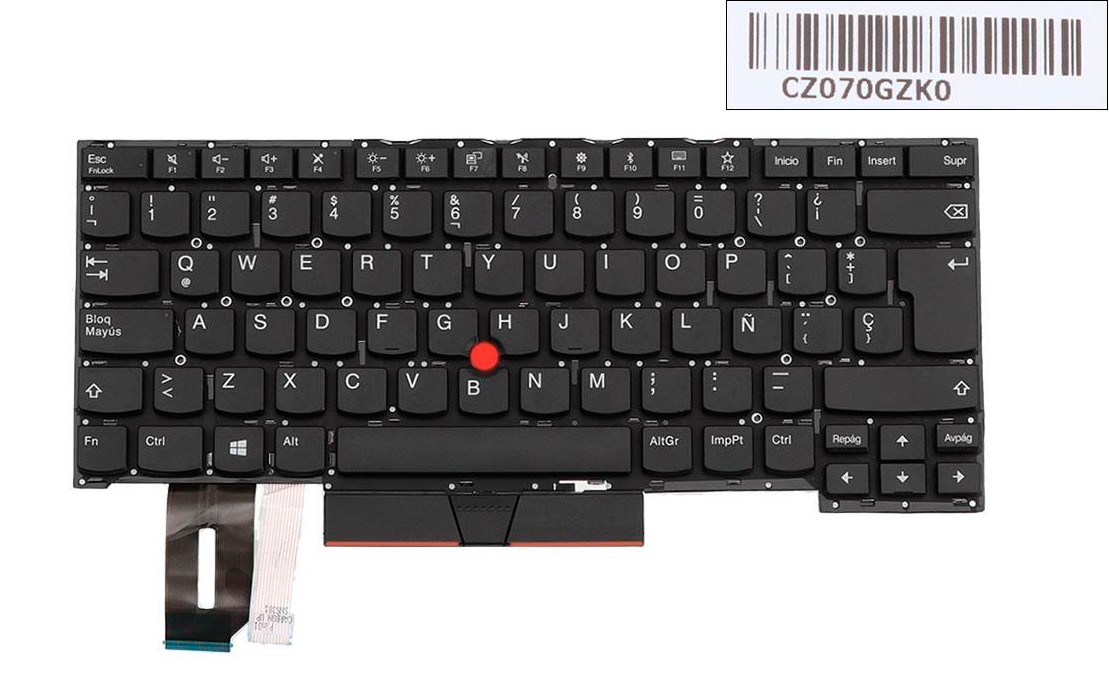 TECLADO ESPAÑOL LENOVO THINKPAD T490S T495S SERIES RETROILUMINADO Y CON POINT STICK MARCO NEGRO · 02HM424