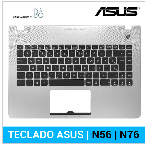 TECLADO ESPAÑOL ASUS N56 | NEGRO |CON MARCO PLATEADO
