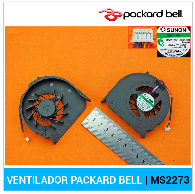 VENTILADOR CPU PACKARD BELL | EASYNOTE TJ65 | MS2273